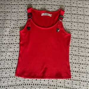 Idyllwind Red Tank Top with Decorative Straps